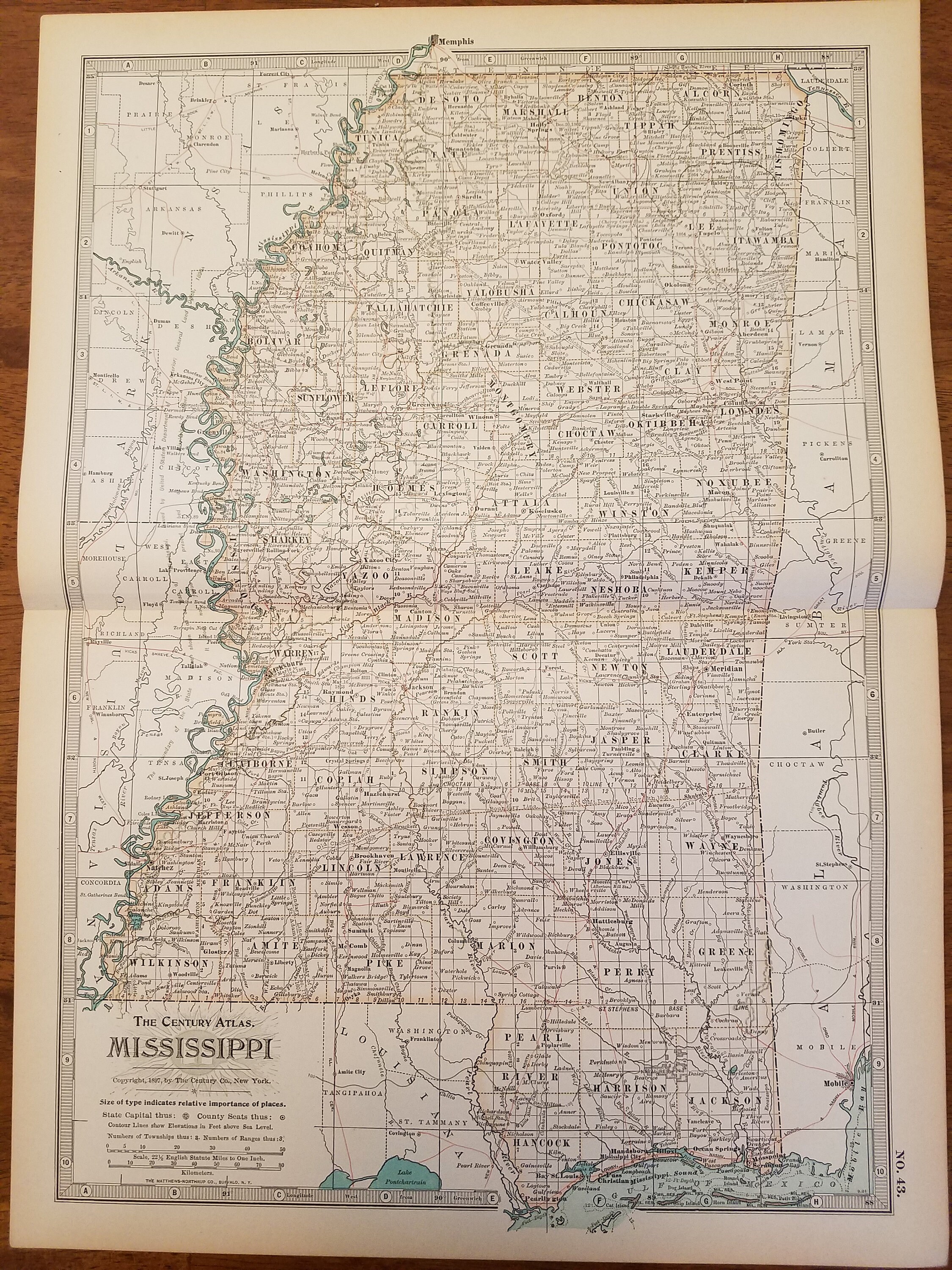 Mississippi Map,Vintage Mississippi State Map,Jackson Natchez Vicksburg,USA Atlas State Map,Atlas Wall Map Art,Place on World Map,1902 10x15