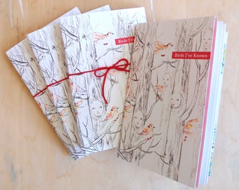 Art Book - "Birds I've Known" - bird watercolor illustration art zine booklet