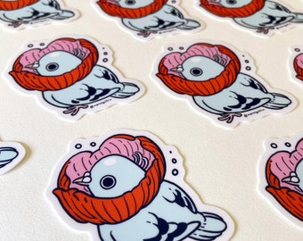 Sticker - "Poppy Pigeon" - cute stationery unique pigeon dove flower bird sticker