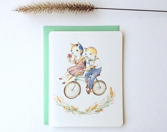 Love / Friendship Card - "Wheels of Love" - romantic animal love