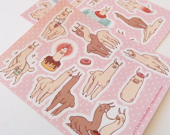 Stickers - "Llama Friends" - fun cute stationery llama unique stickers