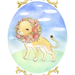 Kunstdruck - &quot;Die Löwin&quot; - 8 x 10 Frühling Löwe Illustration