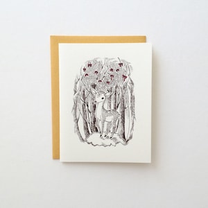Holiday / Any Occasion Card - &quot;Fancy Deer&quot; - woodland deer with bows
