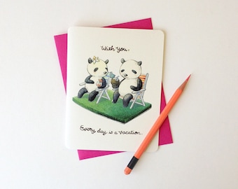 Love / Anniversary / Friendship Card - "Every Day Valentine's Day" - cute love pandas