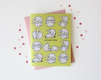 Valentines Day / Anniversary / Love Card - "Taking It Slow" - funny sexy turtle karma sutra for him her