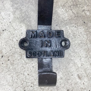 Made in Scotland Cast Iron Hat & Coat Hook | Vintage | Rustic | Retro | Scottish Double Hanging Hook | Black | Metal