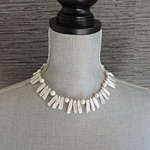 Queen of Pearls: Modern Pearl Necklace //Artisan Necklace // Statement Necklace