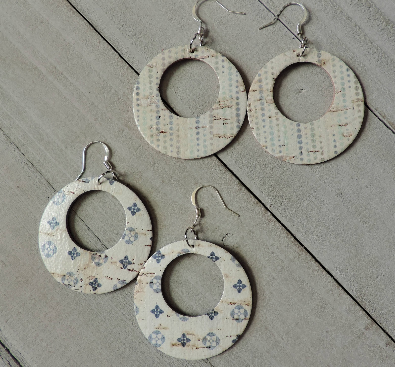 BOLD PRINT Cork Earrings//patterned Cork Drop Earrings//cork Etsy