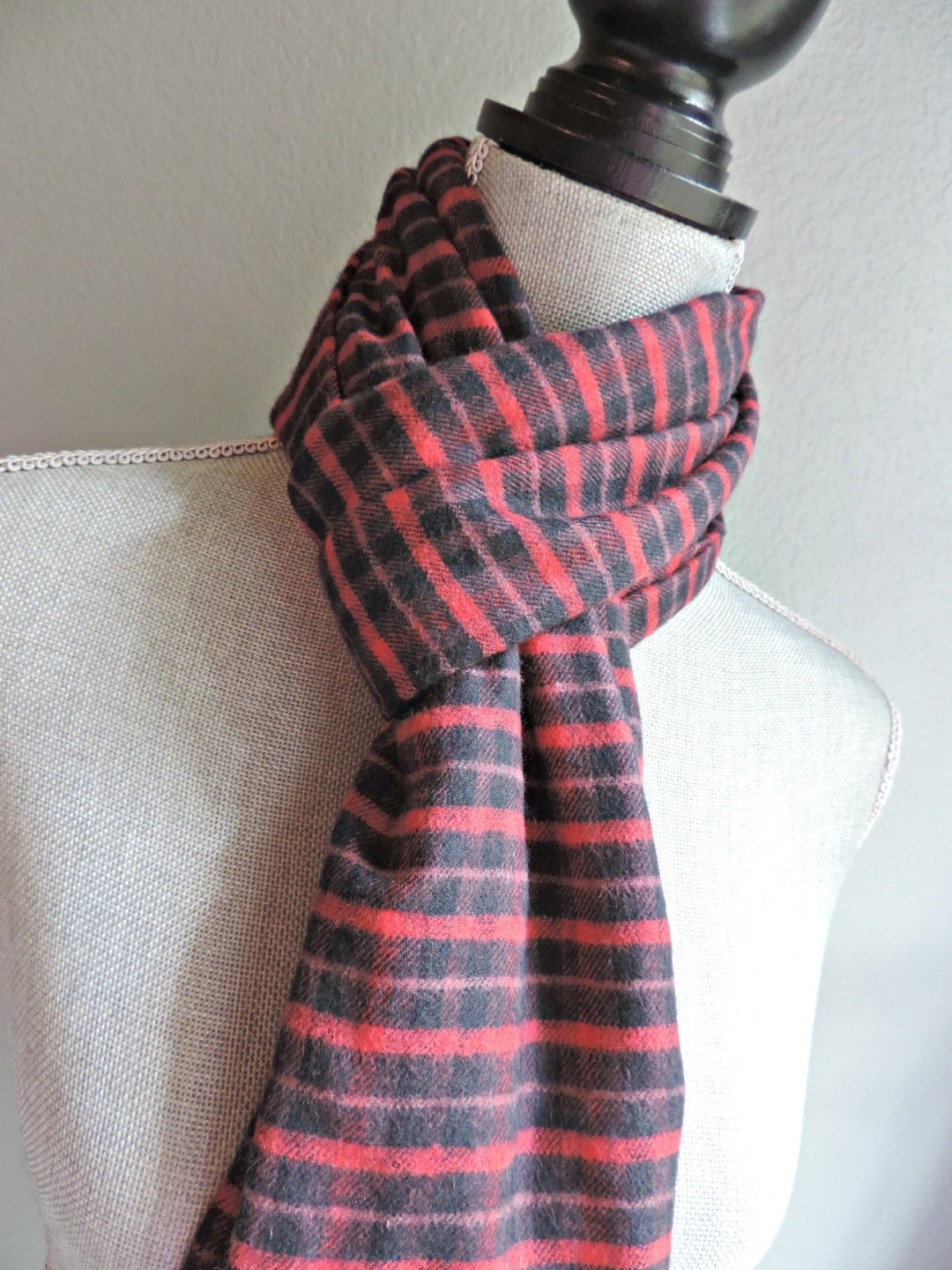 Red & Black Plaid Flannel Infinity Scarf - Etsy