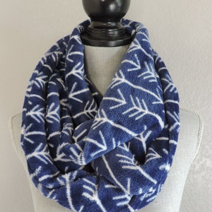 Arrows~Navy Fleece Infinity Scarf // Snood // Loop Scarf