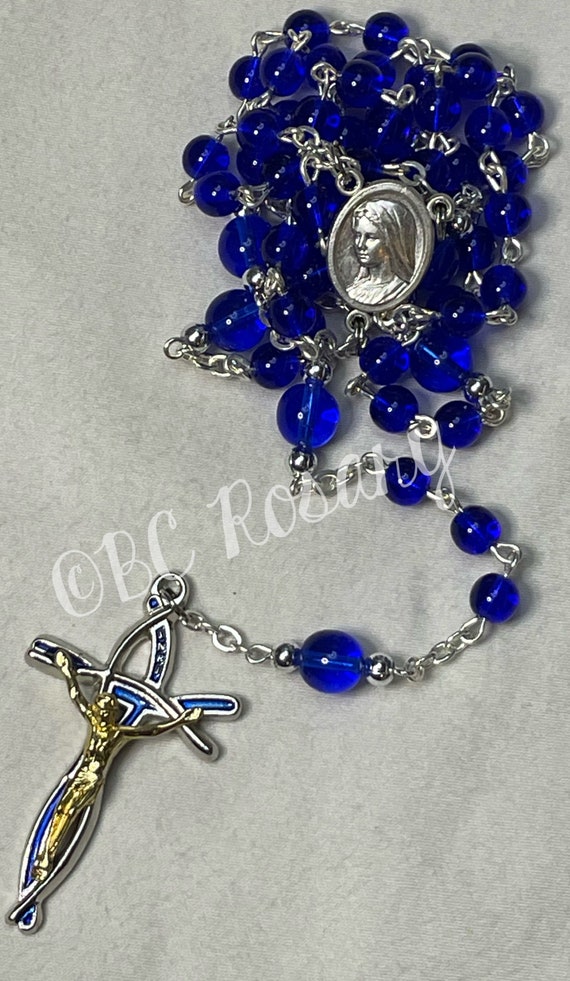 Catholic Cobalt Blue Glass Rosary