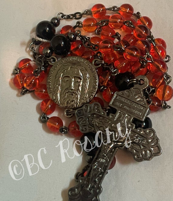 Catholic Gunmetal Tangerine Rosary