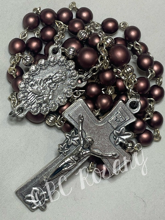 Catholic Satin Chocolate Immaculate Heart Rosary