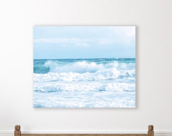 Ocean Waves Photography Print, Blue Ocean, Coastal Beach Art, Turquoise Water, Framed Beach Print, Framed Tropical Print, Large Ocean Canvas