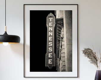 Tennessee Sign Photography Print, Black & White Art, UT Vols, Knoxville, Framed Tennessee Sign Print, Large Tennessee Canvas Art, Sign Art