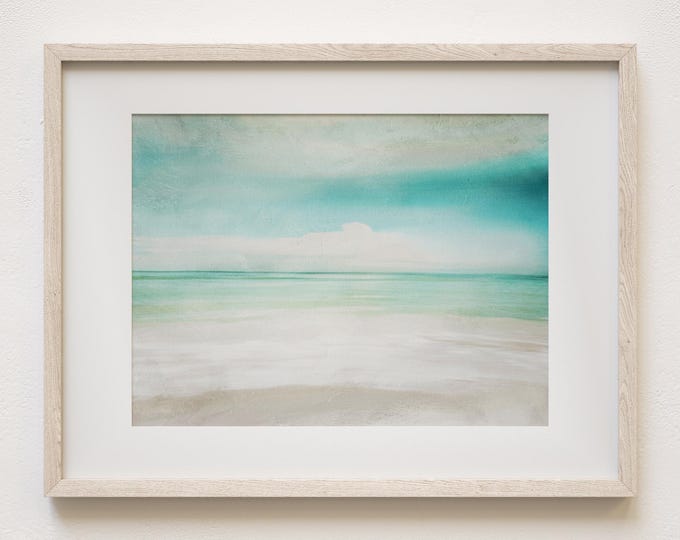 Abstract Beach Wall Art Print. Turquoise Ocean Waves with Beach Sand. Beach Art Print for Coastal Cottage Decor. Original Photography Print.