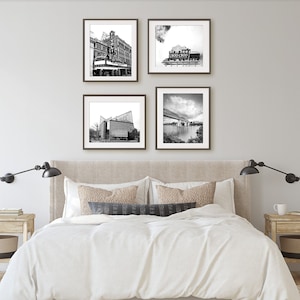 Chattanooga Photography Print Set, Chattanooga Wall Art, Black & White, Walnut St Bridge, Framed Chattanooga Prints, Chattanooga Canvas Set image 2