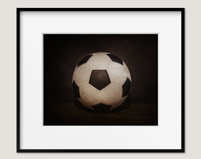 Vintage Soccer Ball Art Print or Canvas Print. Soccer Photography Wall Art for Kids Room Play Room or Locker Room. Vintage Football Art.