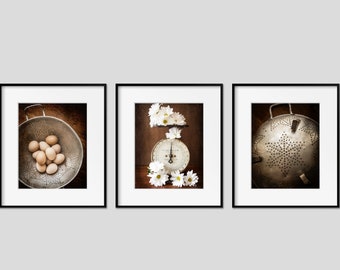 Kitchen Wall Art Decor, Dining Room Wall Art, Rustic Farmhouse Art Prints or Canvas Wall Art. Rustic Kitchen Prints. Wall Decor Set of 3.