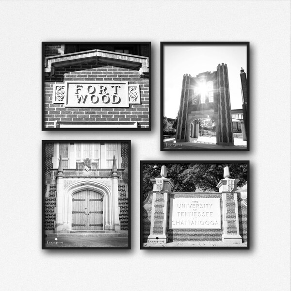 UTC Photography Chattanooga Wall Art Set of 4 Black & White Chamberlain Field Patten Chapel Fortwood Print Canvas 24x30 16x20 11x14 8x10