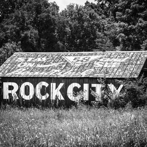 Rock City Barn Print, Chattanooga Photography, Black & White Chattanooga Art, Framed Barn Print, Large Barn Canvas, Lookout Mountain Art