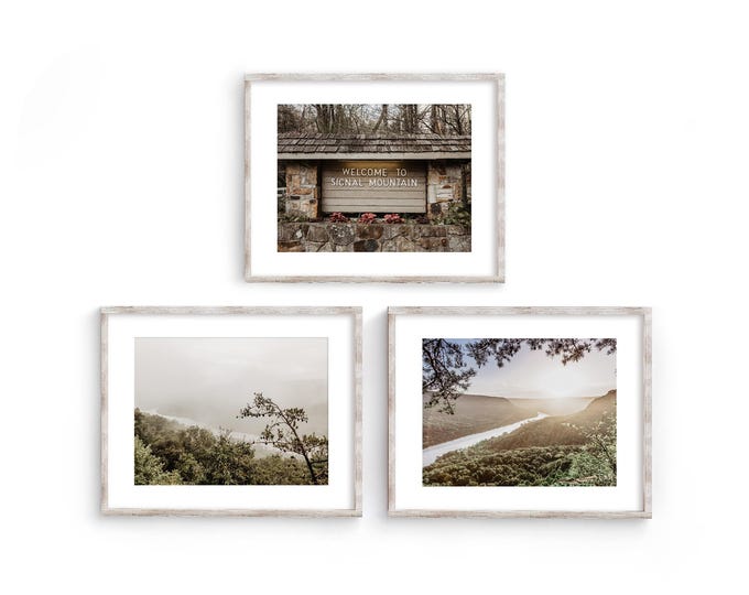 Signal Mountain Tennessee Wall Art Decor Print or Canvas Set. Signal Point and Signal Mountain Landmark Photography Wall Art Print Set of 3.