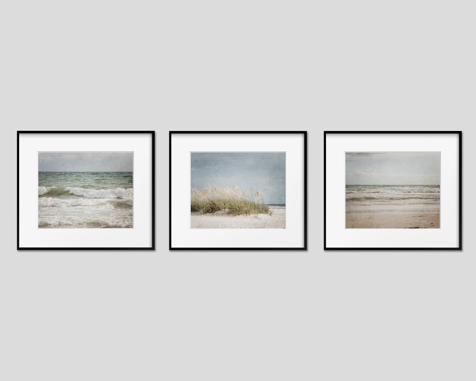 Beach Wall Art Set of 3 Photography Prints Blue Green Etsy