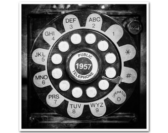 Retro Decor Telephone Photography Black & White Vintage Wall Art Office Kitchen Home Rustic Large Framed Print Canvas 30x30 24x24 20x20