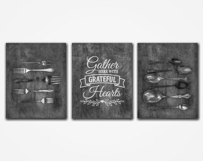 Farmhouse Kitchen Photography Prints, Farmhouse Prints, Neutral Dining Room Wall Art, Vintage Silverware, Framed Prints and Canvas Available