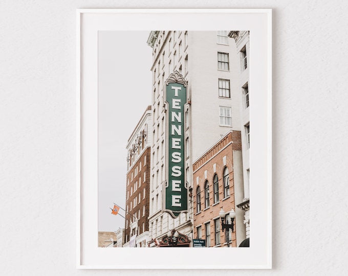 Tennessee Sign Print. Knoxville, Tennessee Photography Wall Art Decor. Tennessee Theatre Marquee Sign Wall Art Print or Canvas. UT Gift.