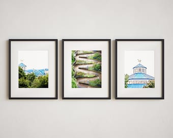 Colorful Chattanooga Wall Art Print or Canvas Set. Photography featuring Coolidge Park's Carousel, Skyline & The Tennessee Riverwalk.