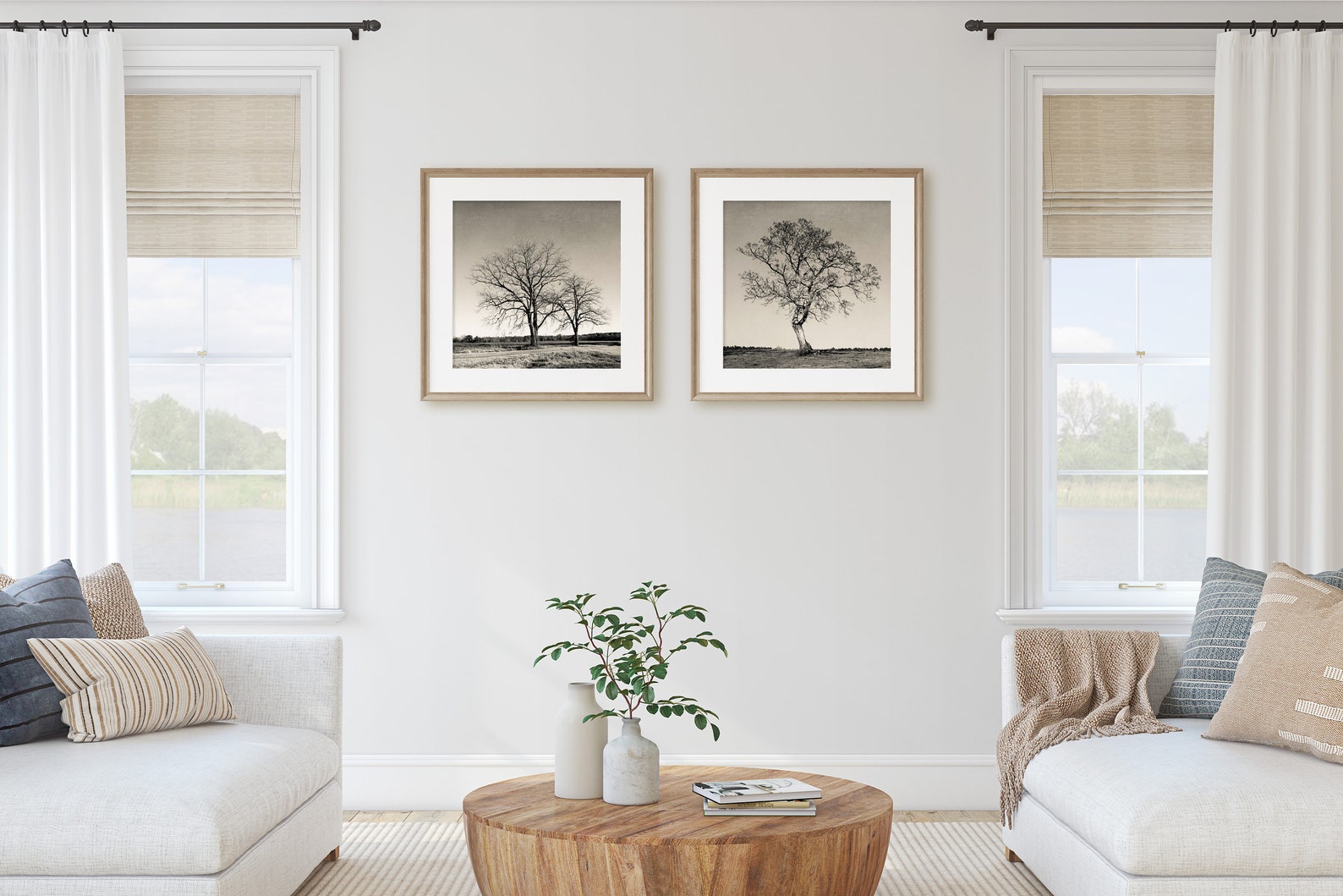 Rustic Tree Wall Art Decor. Set of 2 Tree Landscape Etsy