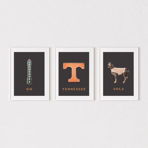 Tennessee Print Set of 3. Knoxville Tennessee Art for Gallery Wall. UT Vols Art Prints. Gift for Him. Gift for Her.