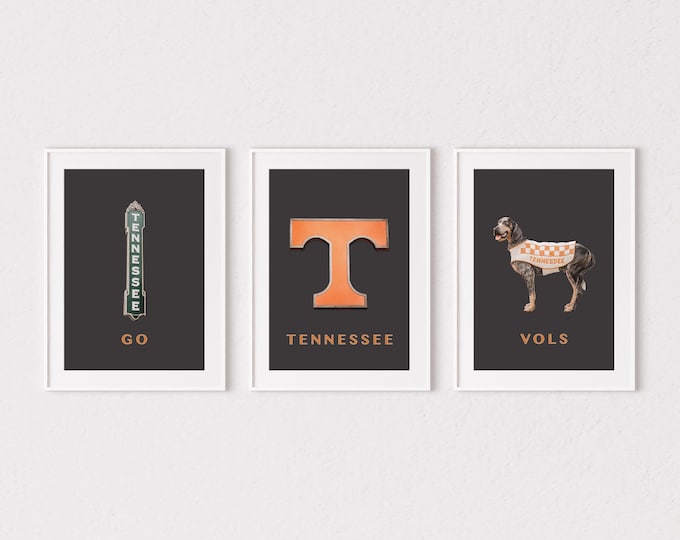Tennessee Print Set of 3. Knoxville Tennessee Art for Gallery Wall. UT Vols Art Prints. Gift for Him. Gift for Her.