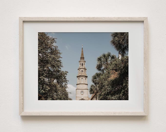 Charleston Photography Print or Canvas. Church Street St Philip's Church Steeple . Charleston, SC Photography Wall Art. Charleston Art Print