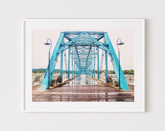 Walnut Street Bridge Art Print or Canvas. Chattanooga Landscape Photography Wall Art. Industrial Living Room Wall Decor or Office Decor.