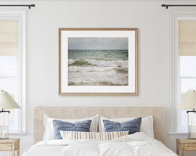 Rustic Beach Wall Art, Ocean Waves Print, Muted Coastal Wall Art, Muted Beach Art, Nautical Decor, Available on Canvas, Metal, Wood and More