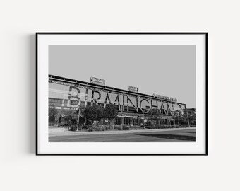 Birmingham Sign Wall Art Print or Canvas. Black & White Birmingham Alabama Photography Print. Regions Filed Art Print in Birmingham Alabama.