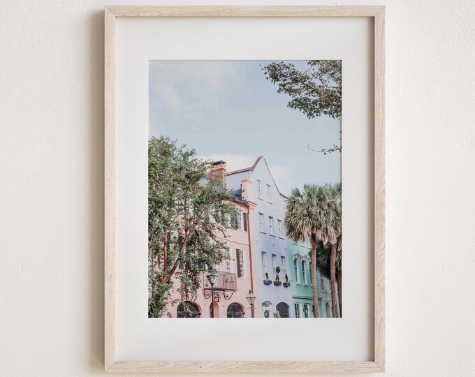 Charleston Art Print or Canvas. Rainbow Row Wall Art for Coastal and Beach Decor. Colorful Charleston, SC Photography Gift for Her.