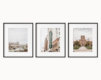 University of Tennessee Wall Art Prints or Canvas Set of 3. Knoxville Photography Prints. UT Vols Gallery Wall Art Decor with Neutral Colors