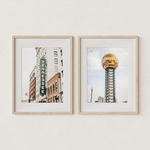Knoxville, TN Art Prints. Knoxville Tennessee Photography Wall Art Decor. Tennessee Theatre Marquee Sign & World&#39;s Fair Sunsphere Set of 2.