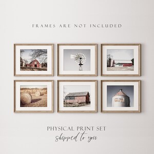 Modern Farmhouse Print Set Wall Art. Rustic Country Wall Art for American Farmhouse Decor. Artistic Textured Barn Landscape Prints. imagem 3