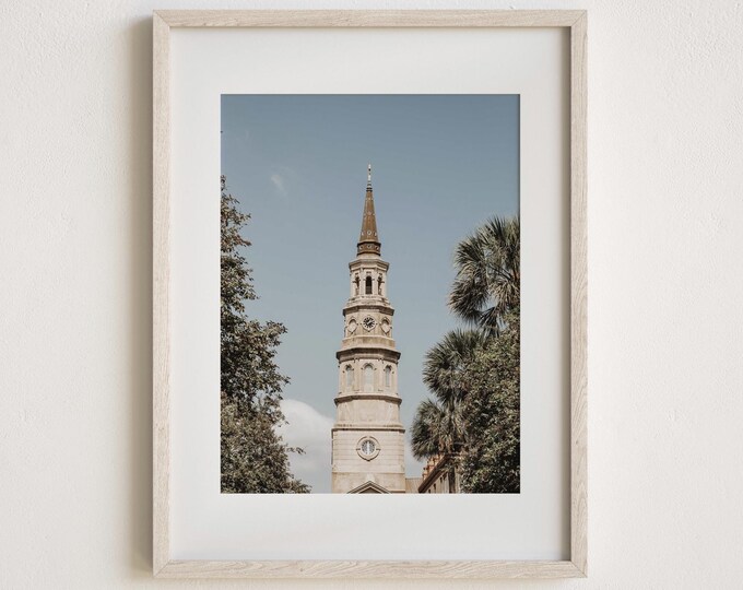 Charleston Photography Print or Canvas. Church Street St Philip's Church Steeple . Charleston, SC Photography Wall Art. Charleston Art Print