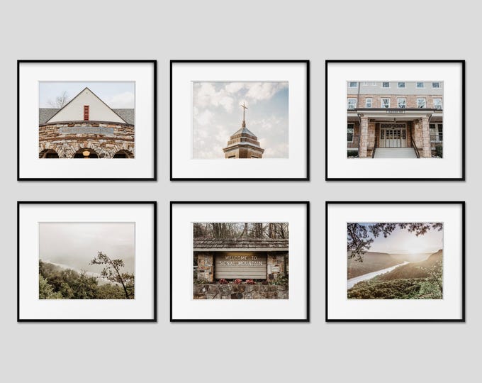 Signal Mountain Tennessee Wall Art Decor Print or Canvas Set. Signal Point and Signal Mountain Landmark Photography Wall Art Print Set of 6.