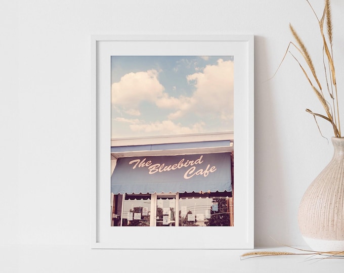 Bluebird Cafe Wall Art Print or Canvas. Nashville Photography Wall Decor Art. Bluebird Cafe Sign for Music Lovers and Songwriters.