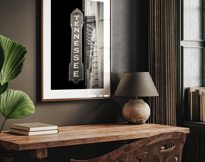 Tennessee Sign Wall Art Decor. Black & White Tennessee Theatre Marquee Sign Photography Print. Knoxville, TN Wall Decor for Office or Dorm.