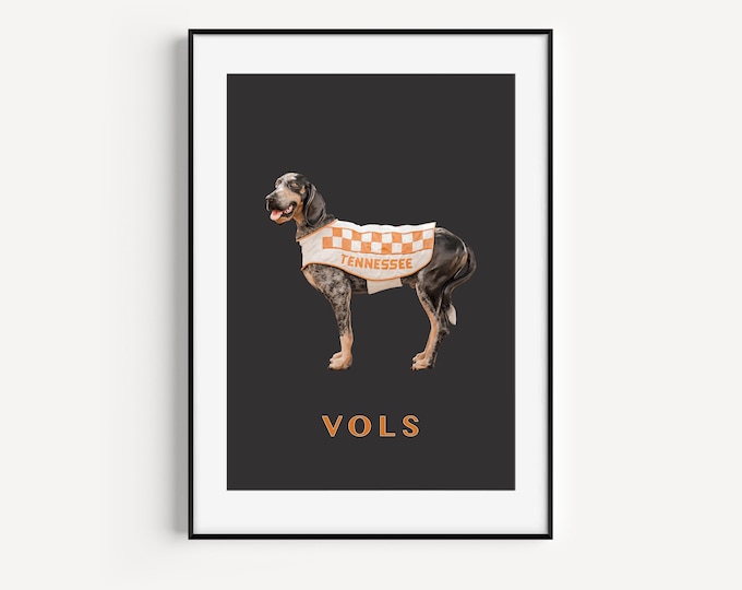 Tennessee Vols Decor. Vols Wall Art Print. Smokey Wall Art Print or Canvas. UT Grad Gift. Gift for Him. Man Cave Wall Art.