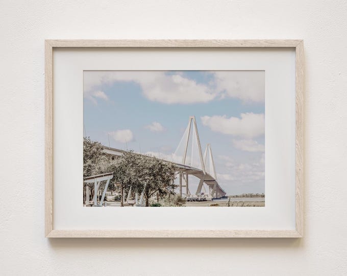 Charleston Wall Art Print or Canvas. Ravenel Bridge Charleston Photography. Light & Airy Charleston Wall Art Print. Large Wall Art Print.