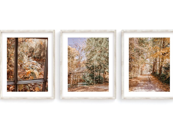 Little Brown Church in Autumn Wall Art Decor Print or Canvas Set. Walden's Ridge Signal Mountain Photography Art Print Set of 3 Gift for Her