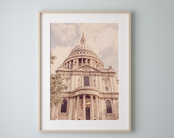 London Wall Art Decor Print or Canvas. St. Paul's Cathedral Art Print. Anglican Cathedral in London England Travel Wall Art Gift for Her.